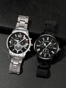 4 Pieces/Set Men's Business Casual Watch Set, Round Dial, Fashion Quartz Watches For Men, Classic Men's Gift, Suitable For Daily Wear, Best Gift - Multicolor - View 6