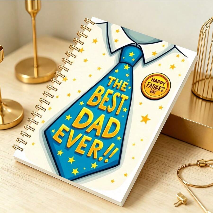 Sổ tay in hình cà vạt dễ thương "Người cha tuyệt vời nhất", khổ A5, gáy xoắn, giấy kẻ dòng, sổ nhật ký bìa mềm dành cho bố. - Người bố tuyệt vời nhất từ trước đến nay - Xem 1