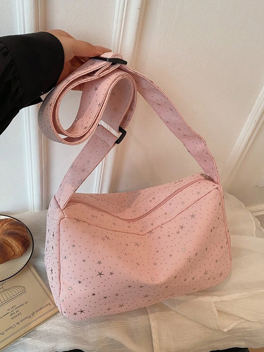 Star Pattern Handbag, Fashion Chic Versatile Commuter Shoulder Crossbody Bag For Women - Berwarna merah muda - View 1
