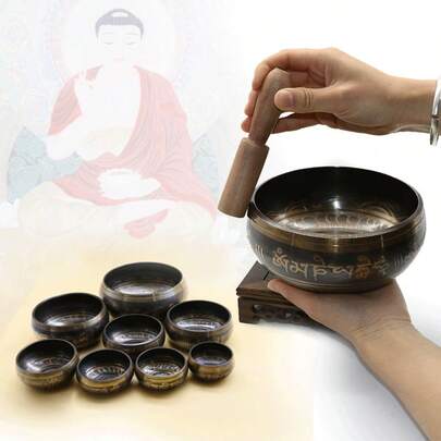 Singing Bowl, Nepalese Chanting Bowl, Meditation Bowl, For Meditation, Relaxation, Yoga Practice, Spiritual Cultivation, Stress Relief; Also Suitable As A Delicate Small Gift. Yoga Meditation Healing Sound Bowl, Featuring Spiritual Healing Effects, Handcrafted By Skilled Artisans