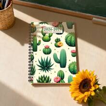 DANPERJI 1 pieza Planificador de maestro personalizado sin fecha de 5.5x8.3 pulgadas 2026-2027 | Regalo | Diseño floral, con calendario de tres años, registro de contraseñas, adecuado para cuaderno de maestros - cactus - Ver 6