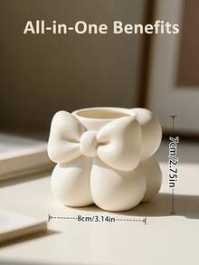 Mini Cream Bow Creative Fun Toothbrush Holder, Toothbrush Cup, Desktop Storage Rack, Can Hold Toothbrush, Toothpaste, Flower Pot, Vase, Vanity Decor, Bathroom Supplies. Warm Home Bathroom Decor Autumn Decor Back To School Season - Multicolor - View 9