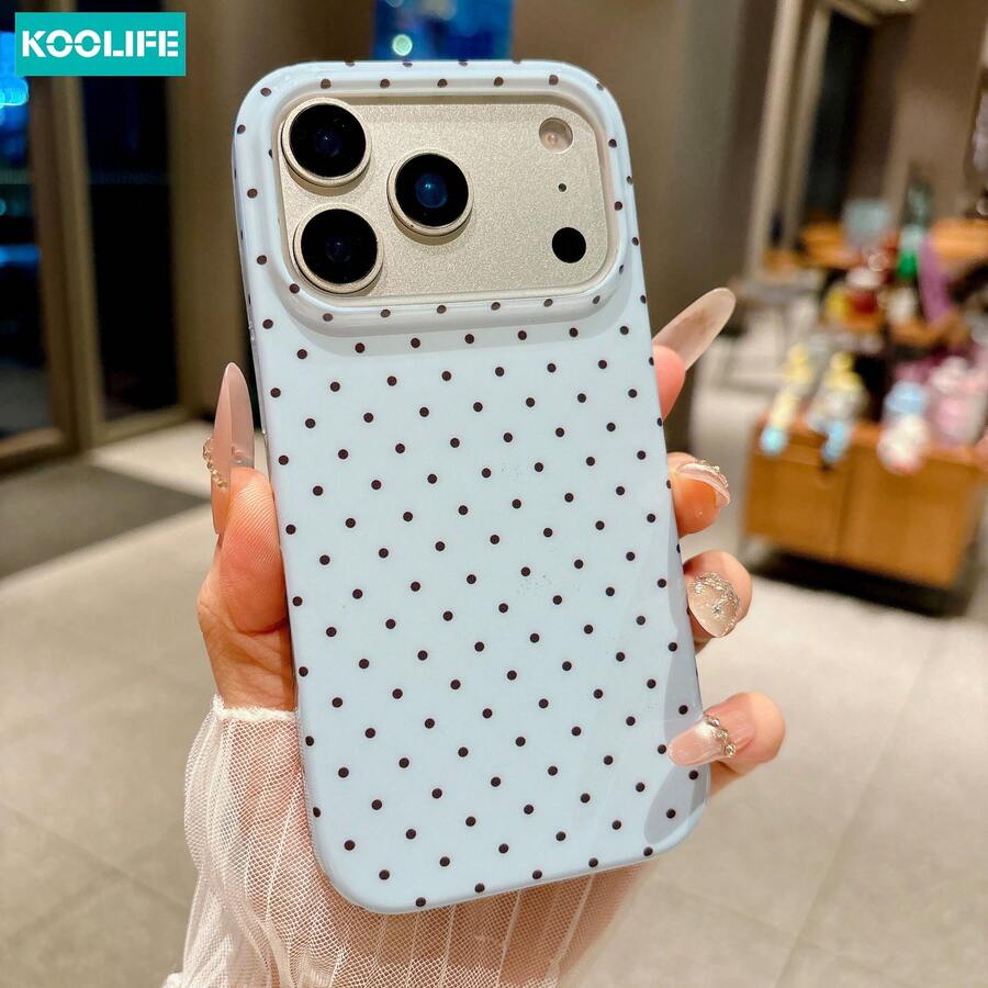 Koolife 1件淺藍色與黑色波點手機殼，PC+TPU防摔保護套，磨砂極簡設計，防刮保護殼，適用於 18 Pro/18 Pro Max/17/17 Pro/17 Pro Max/16/15/14/13