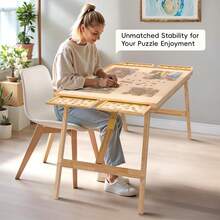 1500-Piece Folding Puzzle Table – 27.6" Tall Wooden Jigsaw Board With 4 Drawers And Protective Cover - Chocolate Brown - View 10