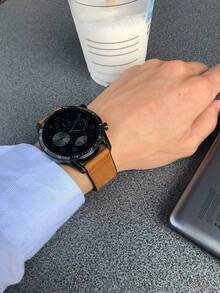 适用于三星 Galaxy Watch (46mm)/Watch 3 (45mm) 的 22mm 宽 PU 皮革 + 硅胶表带，磁扣表带，也适用于华为 Watch GT 系列 GT3/4/5/6 46mm、GTR 3/3Pro/4、Watch 5 Active/5 Lite，时尚男女通用配件 - 彩色 - 查看 4