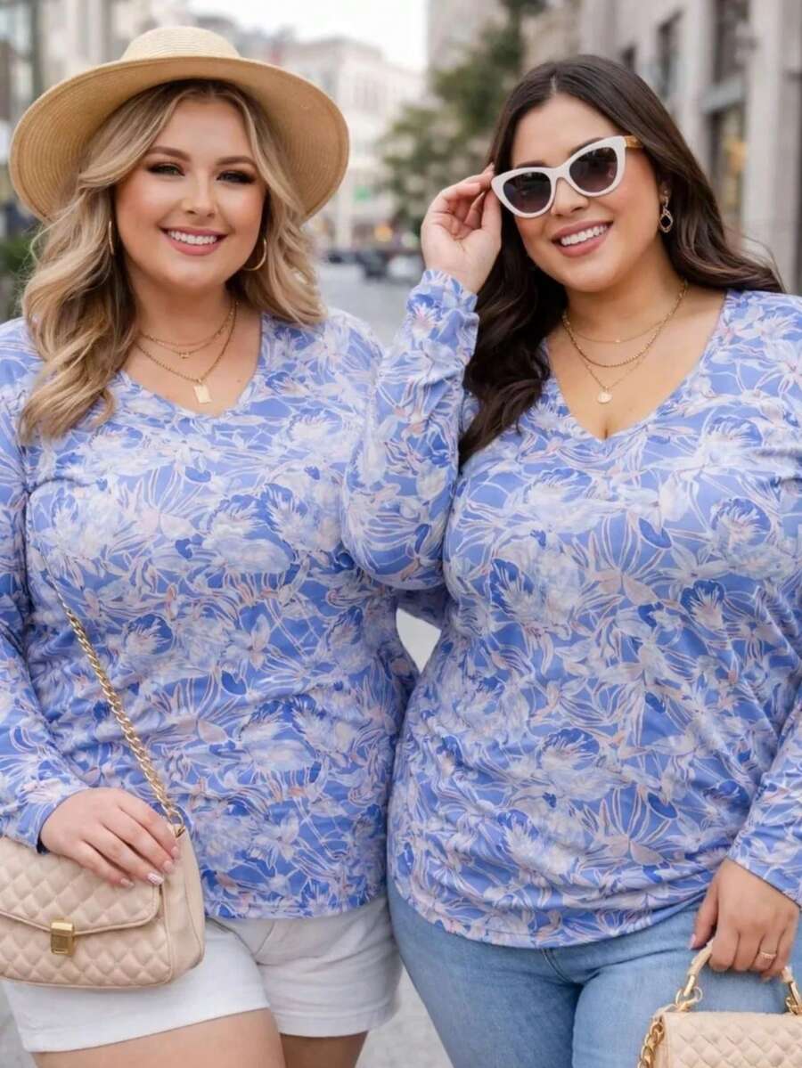 Women's Plus Size Blouses G1 And G2 Long Sleeve | Kits With 1/2 Or 3 Pieces | Comfortable Women's Plus Size Clothing - 2 件不同款式的襯衫 - 查看 1