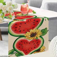 Camino de mesa con diseño de sandía, decoración de mesa de cocina y comedor con forma de corazón, sandía y girasol, decoración del hogar de temporada para interiores y exteriores, suministros para fiestas - Multicolor - Ver 12