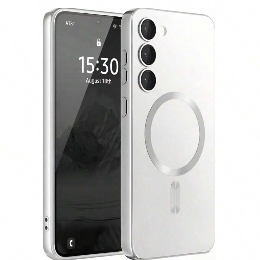 这款奢华磁吸手机壳兼容三星 Galaxy S24、S25 FE、S22、S23 Ultra Plus、S20、S21 FE、Note 20、A35、A55、A05、A15 等机型，采用柔软的 TPU 材质，同时也兼容 17、Air、16、E、15、14、13、12、11 Pro Max Plus 等机型。