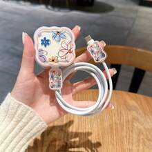 Set de 3 protectores de cable de carga con estampado floral, adecuado para cargador rápido Apple de 20W, estándar del Reino Unido - Multicolor - Ver 7