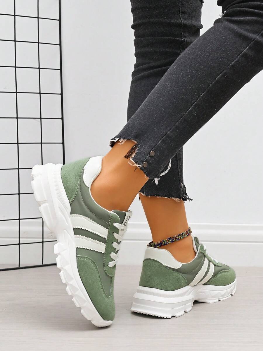 Giày thể thao nữ thường ngày mới, giày sneaker đế mềm, giày thể thao năng động, giao dịch song song. - màu xanh lá - Xem 1