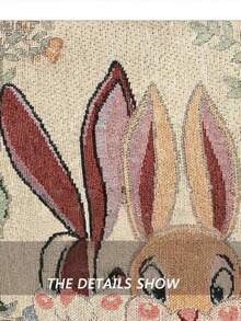 1pc Handheld Pouch, Double-Sided Embroidered Phone Bag, Convenient Handbag For Work & Outings - Rabbit Pattern Tote Bag - View 4