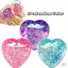 1Pack New Glitter Crystal Heart Shaped Squeeze And Release Toys, Slow Rebound Release Toys, Casual Holiday Gifts, High Aesthetic Dopamine Colors- Soft And Slow Back,Sticky Stress Relief Toy,Cute Stuff,Travel Portable Fidget Squeeze Toys,Squishy,Perfect For All Ages Austism,Ideal Holiday Gifts,Fun Cute Gift,Birthday Gifts,Easter Gifts,Halloween Gifts,Christmas Gifts,Christmas Stocking Fillers,Party Bag Fillers( Random Color) - 1Pack Glitter Heart Squishy - 查看 1