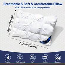 2pcs 3D Designed Hotel Quality Bed Pillows, Moisture Absorbing Breathable Pillow For Deep Sleep, Relaxing Sleep, Suitable For Living Room Bedroom & RV, 5 Colors Available - White - View 3