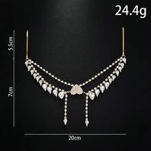LuxstyWear 1个心形水滴吊坠双头夹，复古波西米亚多层发链发饰 - 心 - 查看 3