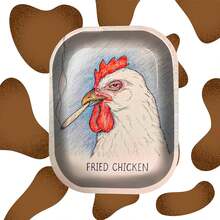 Fried Chicken Tobacco Rolling Tray - 7" X 5" Cigarette Smoking Accessories Trays For Men And Women - Unique Funny Cool Unisex Metal Design Raw Tobacco Small Roller Plate - 白色 - 查看 3