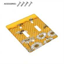 1pc Bee & Flower Light Switch Cover Plate - Decorative Wall Outlet Cover With Daisy Pattern, Suitable For Farmhouse Bathroom, Living Room Or Kitchen Decor (1Gang/2Gang), Bee Bathroom Decor - A - View 9