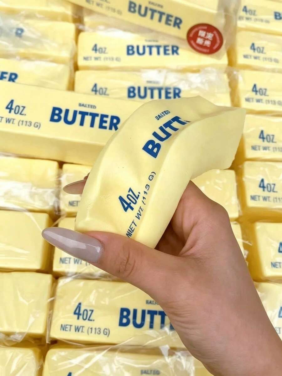 13cm Cute Soft Slow Rebound Butter Bar Shaped Stress Relief Toy, Helps Relax And Relieve Anxiety