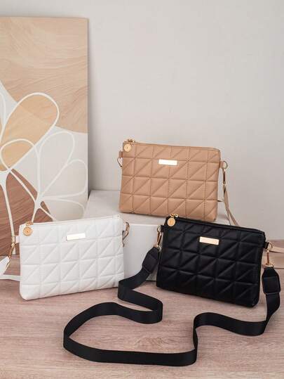 Women's New Rhombus Pattern Shoulder Bag, Fashion Versatile Elegant Travel Compact Lightweight Handbag