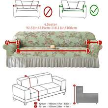 1pc Milk Silk Fabric Anti-Slip Elastic Decorative Sofa Skirt Cover, Printed Feather Leaf Pattern, Rich Colors, Pet-Friendly Anti-Dust Sofa Protector, Available In 1/2/3/4 Seater Sizes, Suitable For All Seasons - Multicolor - View 16
