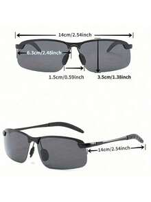 Men's Black Metal Frame Fashion Glasses - TAC Lenses Suitable Day And Night Driving, Everyday Casual Wear, Business Style, Zinc Alloy Frame, Suitable Various Activities OUVE - Dual-purpose Fund - View 4