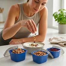 Set Of 3 PP5 280ml Plastic Containers For Microwave And Dishwasher - 藏蓝色 - 查看 3
