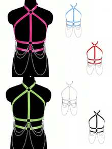 Adjustable Punk Style Leather Body Chain, Waist Belt, Belly Chain, Suitable For Women And Girls, Party Accessories - A - View 11