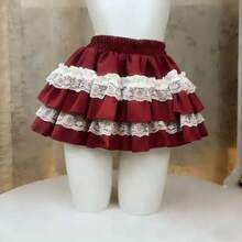 Lolita Style Cute Cake Skirt Women Japanese Sweet Y2K Lace Ruffles High Waist Mini Skirt Harajuku Princess Party Skirts - 879 - 查看 2