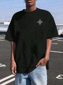 Men's T-Shirts, T-Shirt With Gothic Cross Print, Oversized T-Shirt For Men, Spring-Summer Collection From Streetwear Worldwide. - 黑色 - 查看 8