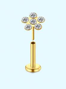 1 chiếc khuyên tai sụn 16G 20G, khuyên tai vành tai, trang sức xỏ lỗ tai bằng thép không gỉ 316L, khuyên tai sụn không ren, khuyên tai dạng phẳng có chốt đẩy, trang sức xỏ lỗ tai cho nữ, khuyên tai thời trang hình trái tim/bướm/sao/trăng/phẳng/hình cầu/hoa, đính đá CZ nhiều màu. - Nhiều màu - Xem 41