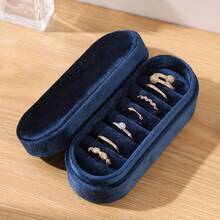 Caja de almacenamiento de anillos rectangular, caja de almacenamiento de terciopelo portátil para exhibir y almacenar joyas, aretes, caja de joyas, regalo de boda y cumpleaños - Multicolor - Ver 11
