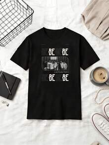 BE Album Archives Fan Cotton Summer Short Sleeve T-Shirt - Black - View 6