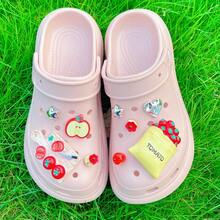 9pcs 3D Realistic Apple, Tomato, Vegetable, And Fruit DIY Decorative Accessories For Fun Garden Shoes, DIY Resin Silver Diamond Decorations Charms, Perfect For Pairing With Clogs, DIY Accessories, Birthday Gifts - Red - View 4