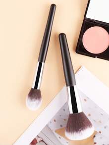 Bộ 2 cọ trang điểm mềm mại hiệu ứng ombre, dùng để đánh phấn phủ, má hồng, highlight và tạo khối, dụng cụ trang điểm. - bạc đen - Xem 4