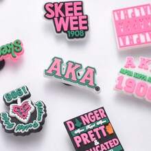 35 PCS AKA Sorority Soe S   - Alpa Pa Alpa Parall Accessories Pink And Green Clog Pins Pretty Ivy Gifts  Women Sorority Ers Birtday Gifts - như hình - Xem 4
