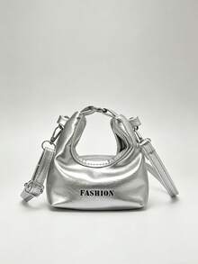 Mini Handbag, Niche Pleated Underarm Bag, Sweet & Cool Style Crossbody Small Pouch - Silver - View 2