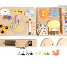 1 Set Juguete de interruptor de madera, juguete educativo de rompecabezas para niños, juguete de tablero ocupado para el aprendizaje temprano para entrenamiento de enfoque en bloqueo y piano - Multicolor - Ver 3