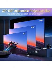 A Portable Mini Projector Native 1080P - Trapezoidal Correction Auto Quick Focus 120 Inch Big Screen Projector Compatible With IPhone/Android Phone/Laptop/TV Stick/USB For Home Theater Bedroom Office Outdoor Camping Movie Night - Black - View 10