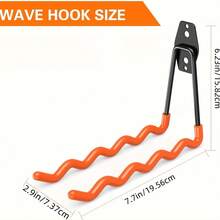 2pcs Heavy Duty Garage Storage Hooks, Wall Mounted Practical Garage Large Wave Hooks, Tool Storage Hanging Hooks For Suspending Heavy Ladders, Bicycles, Folding Chairs, Badminton Rackets, Cables, Hoses, Warehouse, Garage Hooks, Gardening Tools, Practical Tools, Hose Holder Organizer, Garage Storage Hanging Hooks - Orange - View 4