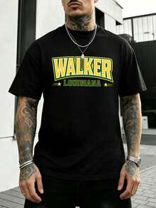 Walker Louisiana Herren-T-Shirt mit Grafikdesign, hochwertiger Stoff, Rundhalsausschnitt, bequeme Passform, komfortables Design - Schwarz - Übersicht 2