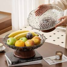 1pc Retro Minimalist High Foot Tray, Made Of PET Material Resistant To Breakage, Suitable For Afternoon Tea, Restaurant, Living Room, Home, Wedding, Gathering, Party. Available In Transparent And Smoky Gray Colors - Multicolor - View 8