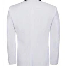 Men'S Elegant Contrast Suit - White And Black Notch Lapel Single-Breasted Blazer, Regular Fit All-Season Formal Attire For Weddings, Business, And Social Events, Wedding Attire, Sophisticated Style, Classic Notch Lapel - 白色 - 查看 3