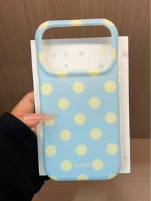 Minimalist Cute Polka Dot Pattern Phone Case Suitable For IPhone 17 Pro Max, 17 Pro, 17, 16 Pro Max, 16 Pro, 16, 15 Pro Max, 15 Pro, 14 Pro Max, 14 Pro, 13, 12 Pro Max, 11, 16, 15, 14 Plus, Fashion Minimalist Macaron Color Soft Shockproof Phone Protective Cover Gift - Blue - View 3