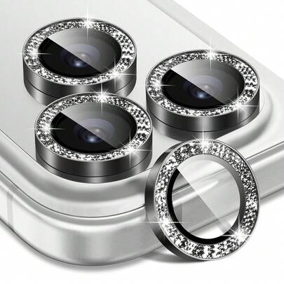 Bộ 3 miếng dán bảo vệ ống kính camera bằng kim loại hình kim cương, kính cường lực độ cứng 9H chống trầy xước với thiết kế vòng đơn, phù hợp với dòng 17/16/15/14/13/12/11 bao gồm 17 Air, 16 Plus, 16 Pro Max, 15 Pro Max (Màu đen)