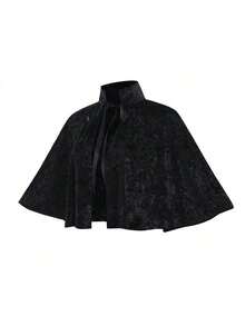 Short Shawl-Style Cape For Women, Renaissance Medieval Halloween Costume Accessory - Purple - View 6