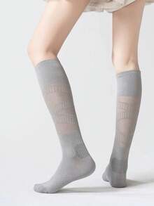 1 Pair Solid Color Breathable Thin Compression Socks, Leg Sleeves For Tennis, Volleyball, Running, Quick Dry Pressure Socks, Spring/Summer - Multicolor - View 3