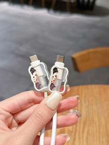 3pcs/Set Data Cable Charger Protector Case, 4 Cute Cat Patterns, Suitable For 20W UK Standard Apple Fast Charger - Multicolor - View 4