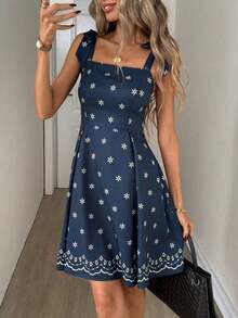 Vestido de verano casual con estampado floral para vacaciones de mujer - Multicolor 2 - Ver 3