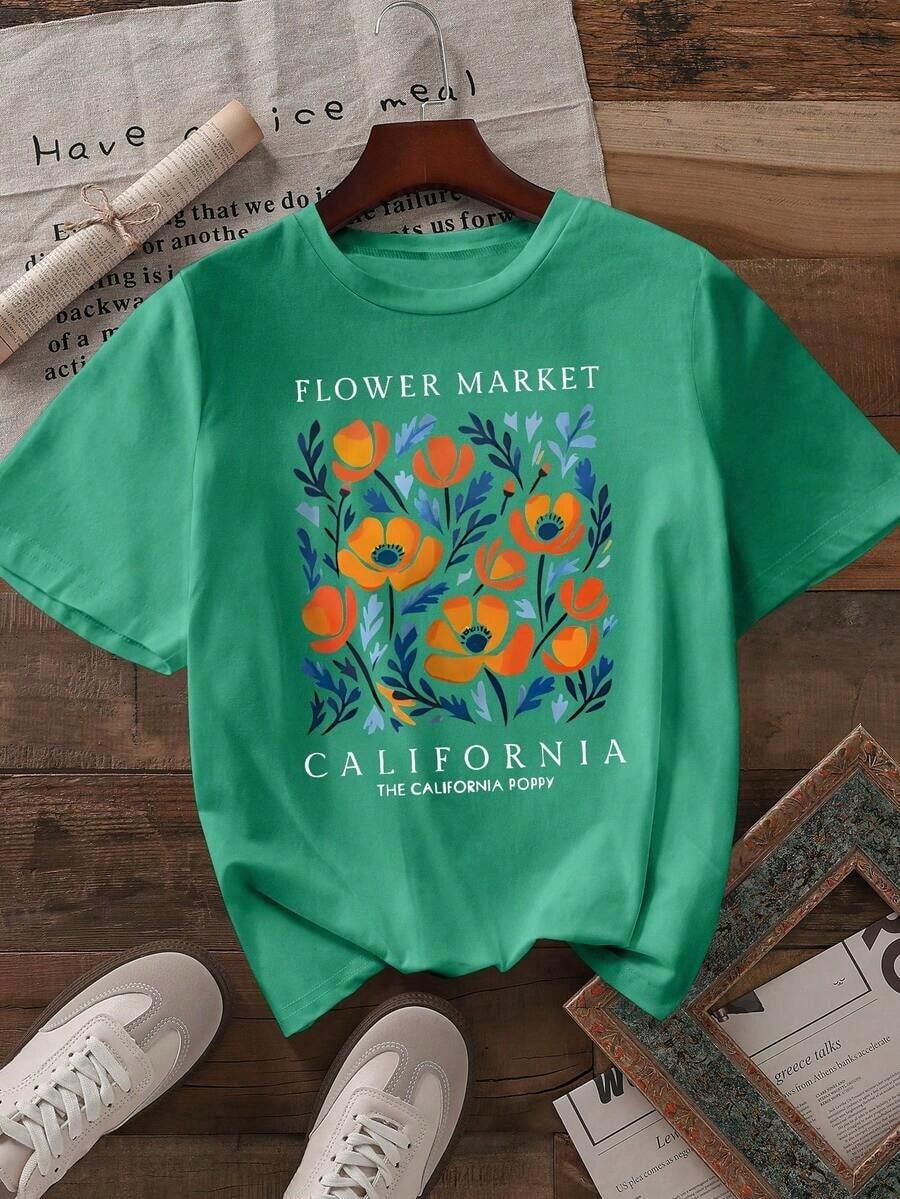 Y2K style,Fashionable styel,2026 newest,cute style,Causal style.Camiseta de mujer de manga corta, cuello redondo, casual de verano180g(S-XXXL) - Verde - Ver 1