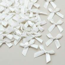 50pcs/Pack 4cm Satin Ribbon Bows, Multi-Color Options, Suitable For Gift Wrapping, Hairclip & Headpiece DIY, Ideal For Back To School And Valentine's Day - White - View 5
