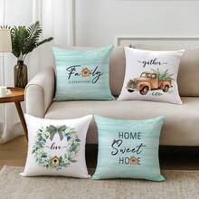 4pcs Minimalist Watercolor Green Floral Wreath Decorative Pillow Covers, Single-Sided Printed Soft Peach Velvet Material, 45*45CM Cushion Covers For Home, Bedroom, Living Room, Party, Holiday Decor, Sofa Throw Pillow Covers, Gift (No Pillow Insert) - Multicolor-4pcs - View 7